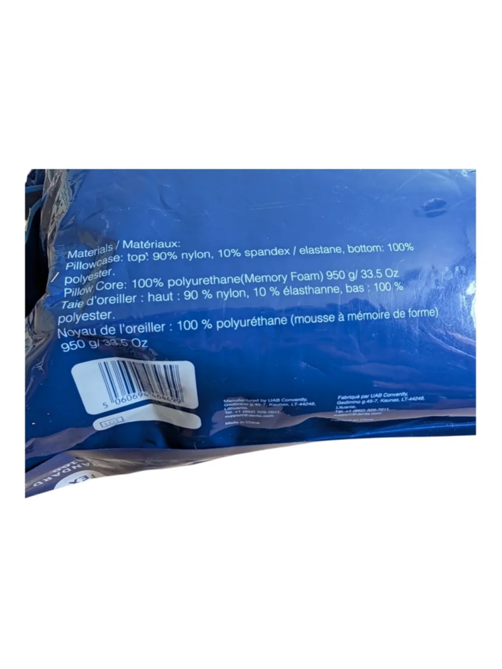 Derila Ergo Memory Foam Standard Pillow with Pillowcase NEW Sealed
